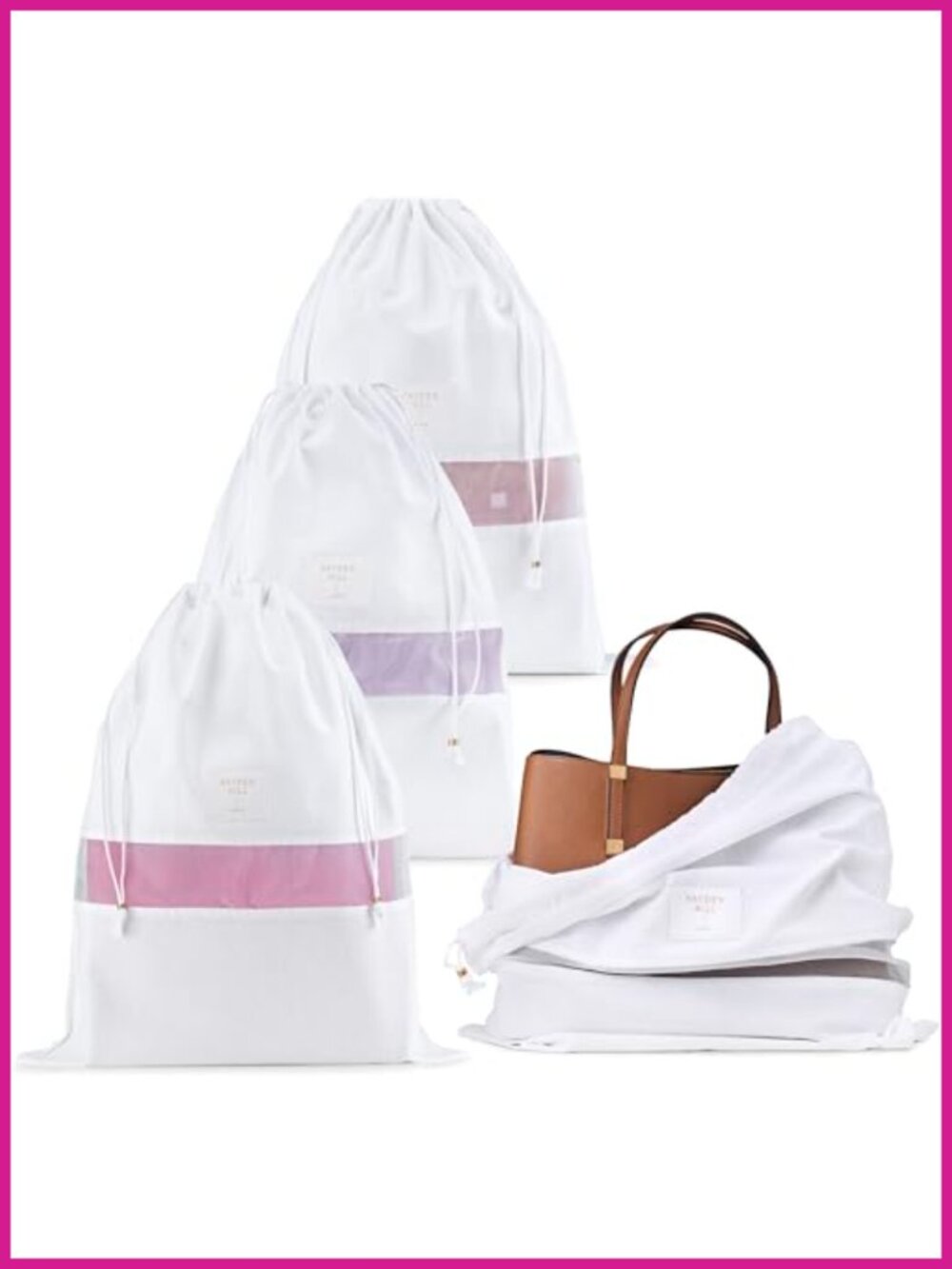Luxury Organic Cotton Dust Bags Handbag Shoe Storage 3 Pack